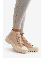 Trampki Damskie Z Cholewką Za Kostkę Big Star OO274006 Beżowe