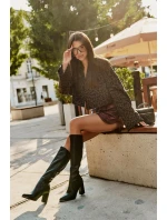 Kozačky ke kolenům na podpatku se špičatými D&A Černé model 21674445 - S.Barski