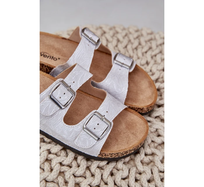 Materiałowe Klapki Na Korkowej Podeszwie Z Klamrami Jasnoszare Atera Materiałowe Klapki Na Korkowej Podeszwie Z Klamrami Jasnoszare Atera