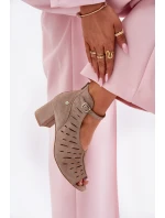 Zamszowe Botki Damskie Na Słupku Maciejka 06893-10 Ciemnobeżowe