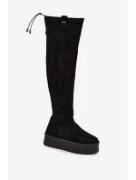Dámské kozačky nad kolena na platformě Big Star – černé