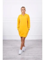 Šaty s kapucí hořčicové