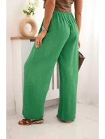 Mušelínové nohavice so širokými nohavicami zelenej farby