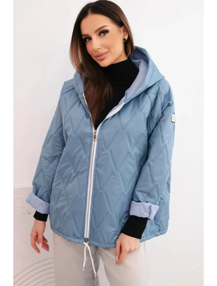 Dámska jarná prešívaná bunda s kapucňou a džínsovým zipsom, denim Dámska jarná prešívaná bunda s kapucňou a džínsovým zipsom, denim