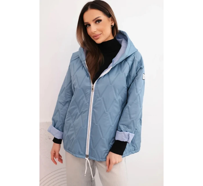 Dámska jarná prešívaná bunda s kapucňou a džínsovým zipsom, denim Dámska jarná prešívaná bunda s kapucňou a džínsovým zipsom, denim