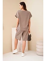 Dámský bavlněný komplet tričko s krátkým rukávem a šortky s gumou v pase fango