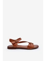 Zazoo 40182 Skórzane Sandały Damskie Brązowe