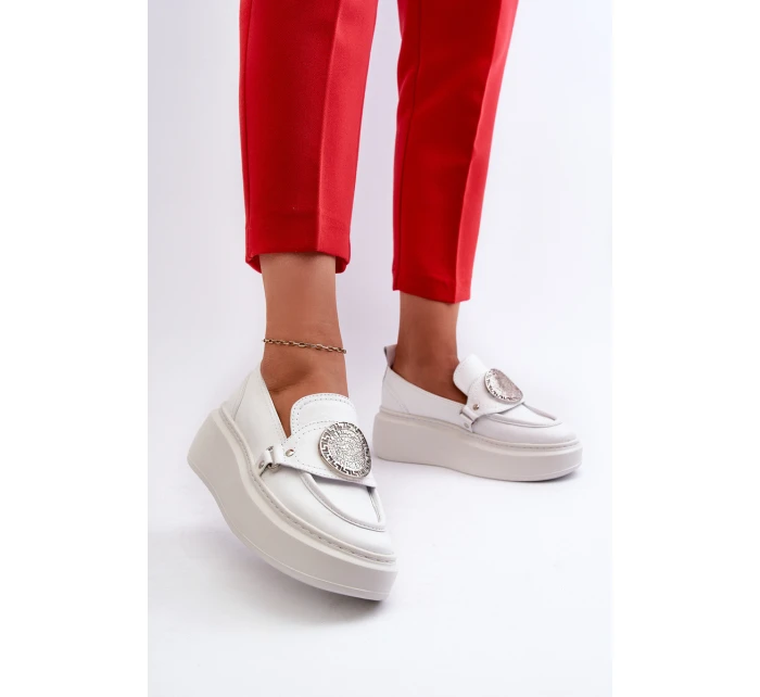 Kožené Mokasíny S Ozdobou Bílé model 21660952 - Zazoo
