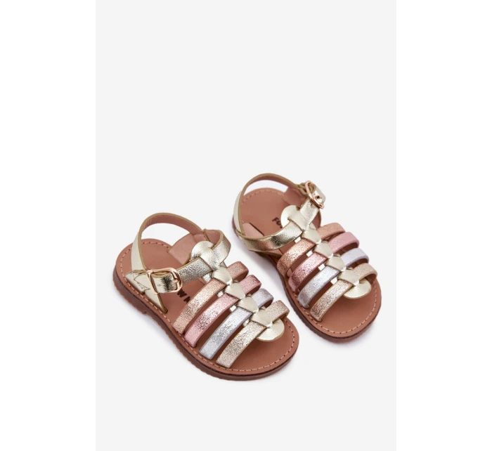 Sandałki Dziecięce Dziewczęce Z Eko Skóry Złote Mariana Sandałki Dziecięce Dziewczęce Z Eko Skóry Złote Mariana