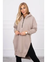 Zateplená mikina s bočnými rázporkami béžová