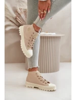 Trampki Damskie Z Cholewką Za Kostkę Big Star OO274006 Beżowe