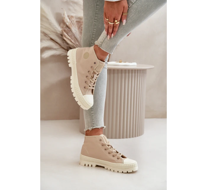 Trampki Damskie Z Cholewką Za Kostkę Big Star OO274006 Beżowe