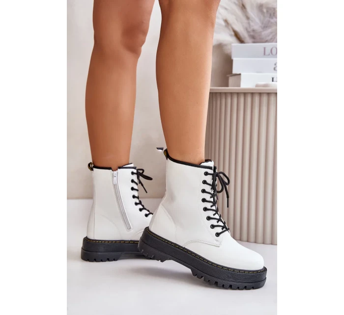 Zateplené členkové topánky z eko kože so zipsom White Naleli Zateplené členkové topánky z eko kože so zipsom White Naleli