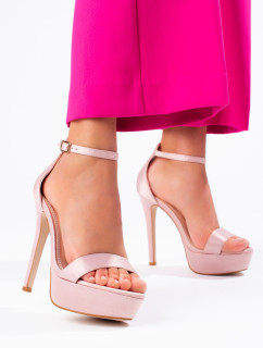 Originální růžové dámské  sandály na jehlovém podpatku