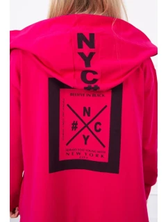 Pláštenka oversize s kapucňou fuchsiová