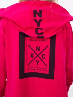 Pláštěnka oversize s kapucí fuchsiová