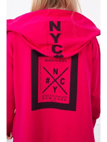 Pláštenka oversize s kapucňou fuchsiová Pláštenka oversize s kapucňou fuchsiová