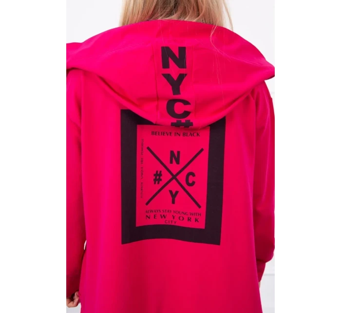 Pláštenka oversize s kapucňou fuchsiová Pláštenka oversize s kapucňou fuchsiová