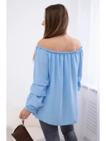 Španělská halenka s ozdobnými rukávy modrý Španělská halenka s ozdobnými rukávy modrý