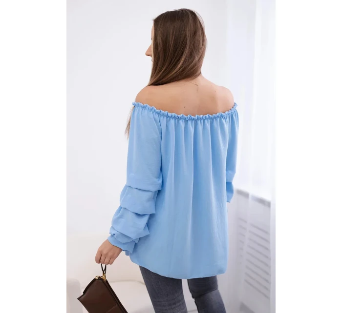 Španělská halenka s ozdobnými rukávy modrý Španělská halenka s ozdobnými rukávy modrý