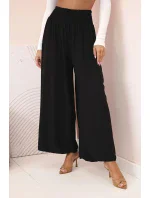 Dámske viskózové nohavice s elastickým pásom čierne