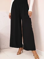 Dámske viskózové nohavice s elastickým pásom čierne
