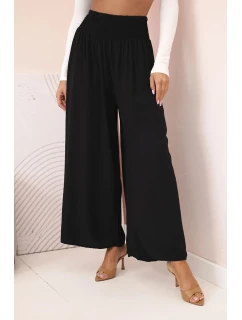 Dámske viskózové nohavice s elastickým pásom čierne