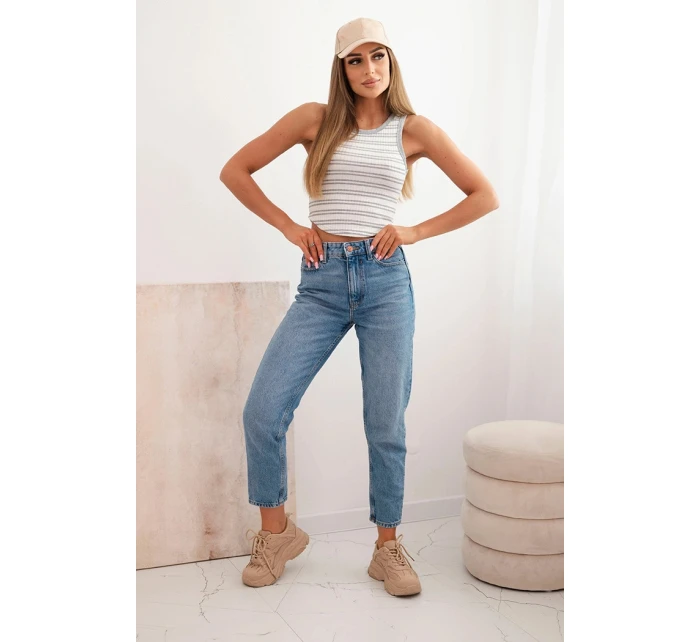 Dámská bavlněná pruhovaná bez rukávů šedá