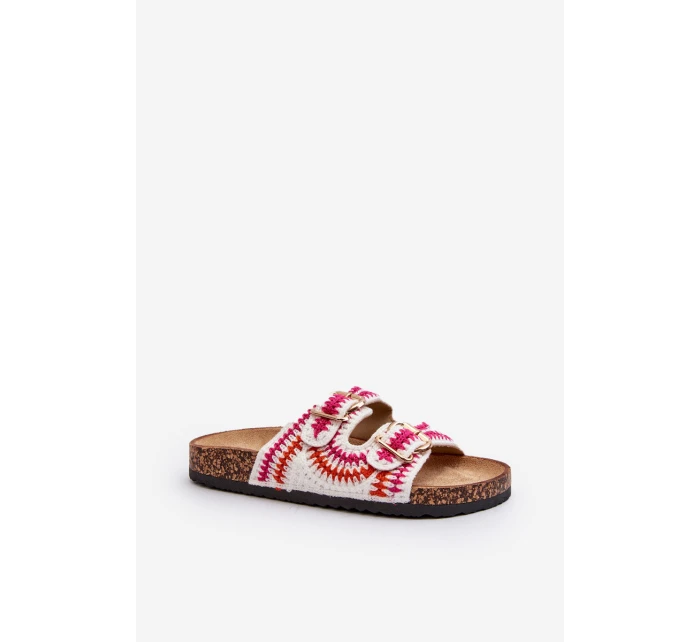 Damskie Klapki Na Korkowej Podeszwie Białe Fannea Damskie Klapki Na Korkowej Podeszwie Białe Fannea