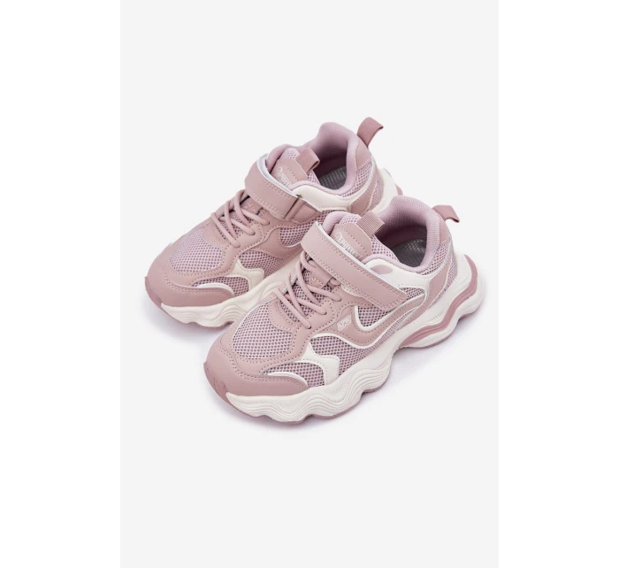 Sneakersy Dziecięce Na Grubej Podeszwie Różowe Lianees