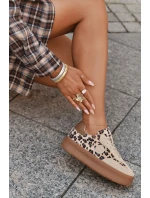 Sneakersy Damskie Na Platformie Panterka Big Star SS274763 Beżowe