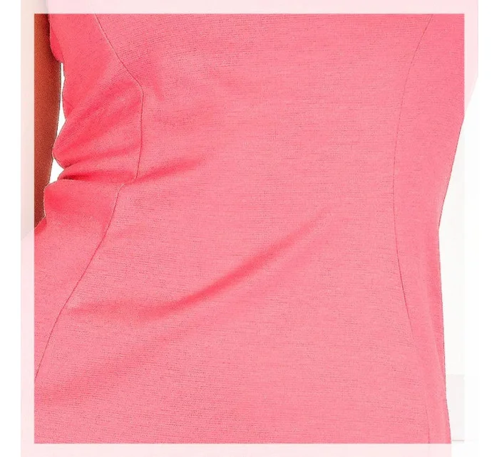 Dámské společenské šaty s límečkem a korálové Korálová / S model 15042633 - numoco Dámské společenské šaty s límečkem a korálové Korálová / S model 15042633 - numoco