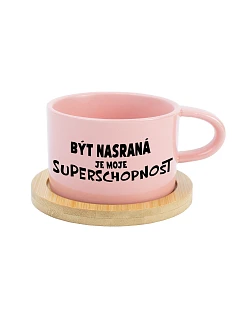 Byť naštvaný je moja nadprirodzená vlastnosť - ružový hrnček s makrónkou 200 ml