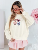 Dámská mikina nadměrné velikosti se srdíčky béžová Dstreet model 21988159 - FashionStreet
