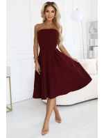 rozšířené midi šaty pro  vínové model 21735047 - numoco