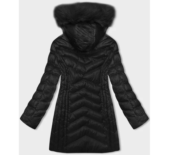 Čierna prešívaná dámska bunda pre prechodné obdobie (5M3162-392)