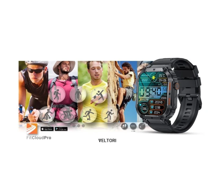 VELTORI VT200-1 Smartwatch Čierny silikónový remienok VELTORI VT200-1 Smartwatch Čierny silikónový remienok