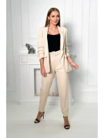Elegantná súprava saka a nohavíc v tmavobéžovej farbe