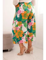 Dámske plus veľkosť viskózové nohavice s kvetinovým vzorom Orange
