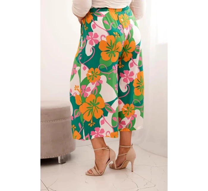 Dámske plus veľkosť viskózové nohavice s kvetinovým vzorom Orange