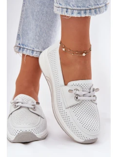 Półbuty Ze Skóry Naturalnej Na Platformie Artiker 56C2101 Białe
