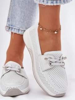 Półbuty Ze Skóry Naturalnej Na Platformie Artiker 56C2101 Białe