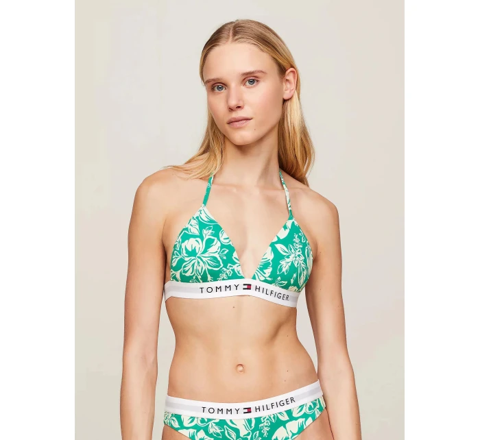 Dámska plavková podprsenka UW0UW05367 0IE zelená so vzorom - Tommy Hilfiger