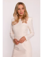 Tužkové šaty s ozdobnými rameny kost model 22290548 - STYLOVE Tužkové šaty s ozdobnými rameny kost model 22290548 - STYLOVE
