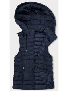 Tmavomodrá dámska prešívaná vesta s kapucňou (16M9150-215)