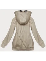 Béžová jednofarebná dámska mikina na zips (2311)