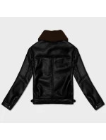 dámská kožená bunda s kožešinovou podšívkou pro přechodné období model 21479139 - J.STYLE