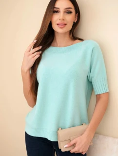 Dámský svetr z viskózy s krátkým rukávem mátový