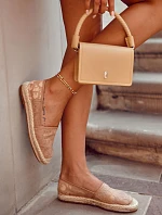 Klasyczne Damskie Espadryle Ażurowe Nude Catris