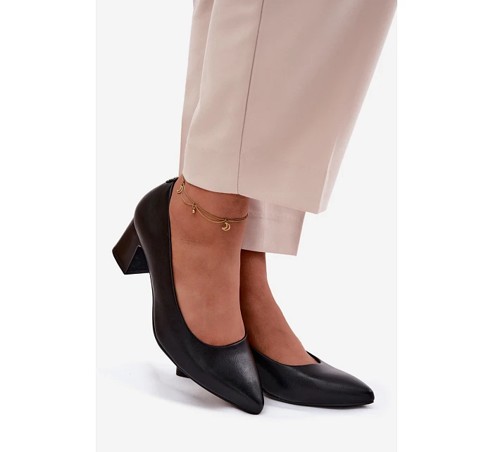 Lodičky na podpatku model 22123324 Černé - SERGIO LEONE